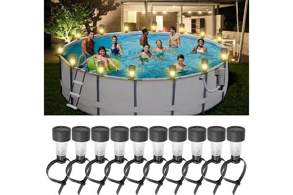 BORDEAG 10 Pièces Lampes Solaires De Bassin, Éclairages Solaires De Bassin, Lampes Solaires Étanches, Éclairage Solaire pour Piscine, Décoration De Jardin, Escaliers, Clôture, Cour, Terrasse