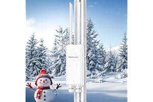 NEWFAST 1200Mbps Waterproof Gigabit Outdoor WiFi Booster, Wireless Access Point Gigabbit RJ45 ports, Outdoor WiFi range Extender Booster support up to 76 Device, WPA2, Passive PoE