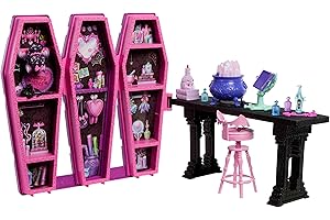 Monster High - Stanza delle Pozioni Segrete, playset con 12 accessori e trasformazioni a sorpresa, cucciolo di pipistrello Conte Fabulous incluso, giocattolo per bambini, 4+ anni, JBF15