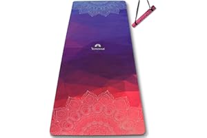 ‎YOSANA Yogamatte aus Naturkautschuk I Hot Yoga Mikrofaser Matte I Bikram Yogamatte Maschinenwaschbar I Ying Yoga Matte I Yogatuch und Matte in einem I feucht besonders rutschfest I 183 x 68 cm I 4mm