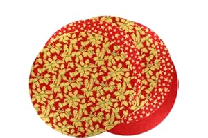 Culpitt Red Selection Christmas Cake Boards, 10", Stars And Holly Festive, 3mm x 254mm - 5 Pack, 10 Inch