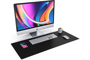 CSL-COMPUTER CSL - XXL Alfombrilla para ratón de aspecto de piel – 900 x 400 - piel sintética - Base de escritorio multifuncional – Mouse Pad para oficina y hogar - impermeable – negro