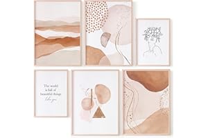 OHBIMBA - Laminas Decorativas Pared | Laminas para Cuadros Decoracion Salon Modernos | Laminas para enmarcar | Cuadros Decoracion dormitorios SIN Marcos | Tamaño 4xA3 y 2xA4 (Abstracto Line Art)