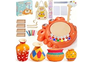 LumenVela Kit Ceramica per Bambini, Ruota in Ceramica Elettrica per Bambini, Kit Ceramica Fai Da Te Con Argilla per Ceramica, Colori, Grembiuli, Regali per Bambini Dai 6 Anni