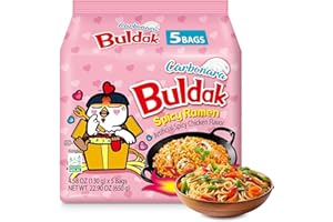 FERRIS | Buldak Spicy Hot Chicken Ramen Noodles - Limited Edition Fried Korean Carbonara Buldak Noodles Carbo Flavour Spicy & Creamy – Stir Fry/Chicken Noodle Soup – Pack of 5 (130g each)