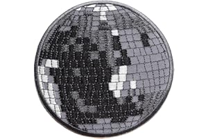 TOPT RASTA Boule a Facette Miroir Disco ecusson thermocollant 10,5cm Boite Disco 70 80 Danse DJ