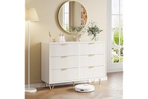 TIMORWTF Cómoda 6 Cajones 100cm, Cómoda para Dormitorio, Niños, Salón o Pasillo, Mueble de Almacenaje Moderno, 100x34x73 cm, Blanco (6 Cajones Blancos)