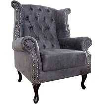 Invicta Chesterfield Fußhocker Antik Grau Mit Knopfheftung & Nieten - Passend Zum Ohrensessel, Microfaser