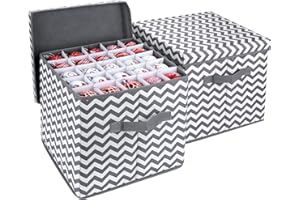 Anstore Contenitore per palline di Natale con divisori, per un totale di 166 scomparti, con coperchio,progettato per decorazioni natalizie delicate e palline–a prova di strappo non tessuto (2 pezzi)