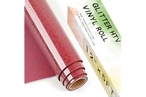 Lya Vinyl Glitter Red Heat Transfer Vinyl, 12" x 5ft Glitter HTV Vinyl for Cricut,Silhouette Cameo, Glitter Iron on Vinyl for Cloth, Hat, Fabric