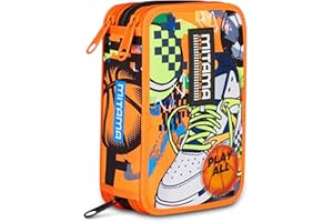 Mitama Astuccio Scuola 3 Scomparti, SUPER TRIPLO MITA PLAY, Contenuto 47 pz, Completo di Matite, Pennarelli, Portapenne Scuola Elementare Bambino