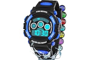 DTKID Reloj Digital Niño LED Multicolor, Reloj Niño con Alarma, Cronómetro, Fecha, Resistente al Agua para Deportes Actividades al Aire Libre para Niños Niñas y Adolescentes