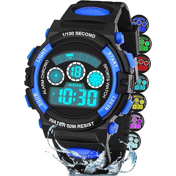 Montre Enfant Garçon Fille Digital-analogique, Sports de Plein air numériques imperméables, 6 Ans à 12 Ans, Montre en Silicone pour Enfants avec réveil/chronomètre/lumière LED | Rakuten