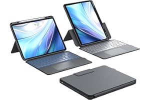 ‎CHESONA CHESONA für iPad Air 13 Zoll Hülle mit Tastatur, BackStand Rugged für iPad Pro 12.9 Tastatur mit Touchpad, 10M Schutz Abnehmbare Hülle, Hoch-/Landschafts Format,15°-180° Verstellbarer Ständer, Grau