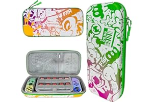 CHIKIXSON Switch Portable Case, Switch Carrying Case for Switch and Switch OLED, Protective Splat Paint Switch Large Storage Bag for 10 Games, Green