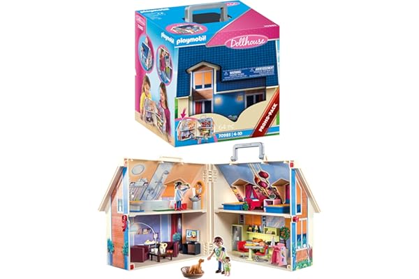 PLAYMOBIL Dollhouse 70985 Casa Muñecas Maletín con Mango Plegable, Juguetes para niños a Partir de 4 años