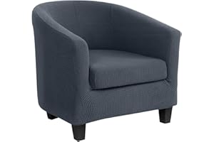 Souarts 2 Piece Tub Chair Slipcover Stretch Armchairs Chair Cover Elastic Jacquard Removable Washable Tub Chair Covers Protectors for Room Living Room Office Reception (Dark Gray)