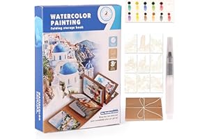 Glvomazty Libro Para Colorear Adultos, Coloring Book For Adults 12 Colores, Libro-Magico-Agua con Pinceles, Anti Stress Kit Acuarela Portatil, Watercolor Workbook para Principiante