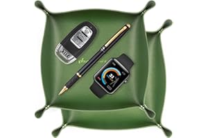 AIBAOBAO 2 Pezzi Vassoio Portaoggetti In Pelle PU, Svuotatasche da Ingresso Design Moderno Organizzatore di Articoli vari Vassoi con Chiusura a Bottoni per Chiavi Monete Guarda Portafoglio Gioielli