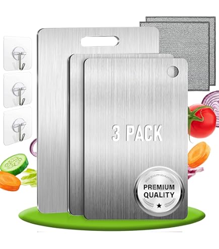2 Taglieri In Acciaio Inox 316 Alimentare (30x46 Cm + 23x34 Cm) - Doppio Lato E Lavabili