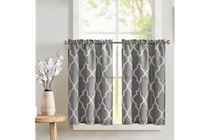 TOPICK Zazdrostka kuchenna, firanka bistro, o wyglądzie lnu, nieprzejrzysta, do prywatności, do salonu, dworkowego, 2 sztuki, 65 x 115 cm (wys. x szer.), ciemnoszara