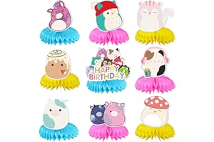 PIXIPALS 9Pcs Honeycomb Table Centerpiece, Themed Party Supplies, Birthday Party Desktop Decorations for Kids (A)