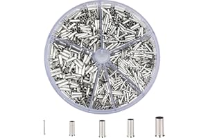 ALFFREUDE 1900 Pezzi Terminali a Crimpare Connettori a Testa Non Isolati Boccole Cavi Filo Puntalino Capicorda a Crimpare per Giunzioni Elettriche 0,5/0,75/1,0/1,5/2,5 mm²