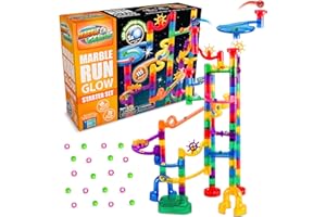 Marble Genius Marble Glow Run Race Track Set Glow in The Dark (115 pcs) STEM Educational Building Block Toy, Instruction App Access & Full Color Instruction Manual, Great Gift for Kids, Starter Set