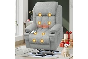 ‎YONISEE YONISEE Fernsehsessel Massagesessel Elektrisch Relaxsessel mit Liegefunktion Aufstehhilfe, Massage Heizung, Fußteil, Getränkehalter 4 Seitentaschen,TYP C & USB-Anschlüsse Liegen TV Sessel Wohnzimmer