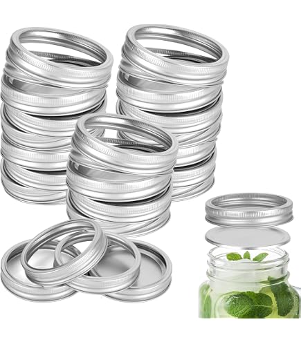 48 Coperchi In Plastica Per Barattoli Di Vetro A Bocca Larga – Bianchi, Riutilizzabili E Scrivibili - 3