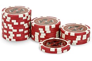 POKEO Rouleau 25 jetons Ultimate Poker Chips 5 rouge