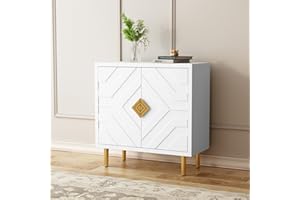 ‎HOLTICO HOLTICO Kommode Sideboard mit 2 Türen, Küchenschrank, Aufbewahrungsschrank Schrank für Wohnzimmer, Küche, Schlafzimmer-Weiß