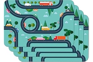Venilia Tischset Kids Autostraße, Malunterlage, Zeichenunterlage, Platzset für Esszimmer, lebensmittelecht, 45 x 30 cm, 4 Stück, 59108
