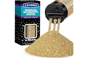 LEOBRO Poudre de paillettes extra fines en résine pour loisirs créatifs, paillettes métalliques en vrac, gobelet de Noël, champagne doré, 0,2 mm, 150 g