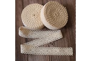 ToBeIT - Nastro di Pizzo di Cotone in Stile Vintage, Decorativo, per Il Cucito Artigianale, Decorazione per Matrimonio, Scrapbooking, Adatto Come Regalo (Beige)