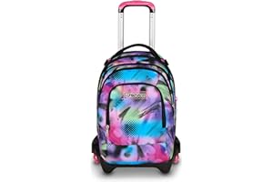 Seven Trolley Scuola Jack 3 Ruote Detach Write Down, Fucsia Azzurro, Zaino Con Carrello Sganciabile Da 37 Litri, Tasca Borraccia, Zainetto Staccabile, Multiuso e Spazioso, Per Scuola Elementare e