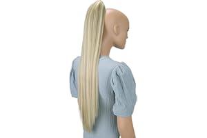 CAISHA 70cm Postiche Natte Queue De Cheval Extensions De Cheveux Raide Mélange Blond Clair H164