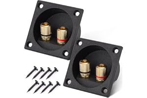 TOBWOLF 2PCS 2.2 Zoll Quadratische 2-Wege Lautsprecher Box Terminal Cup mit Bananen Stecker, Schraube Typ Bindung Post Subwoofer Box Lautsprecher Klemmen Platten für DIY Home Auto Stereo Lautsprecher