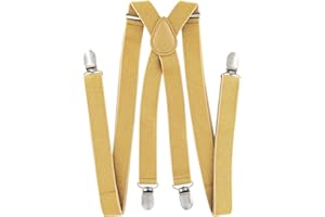 axy Herren Hosenträger breit 2,5 cm mit 4 Starken Clips X-Form und Damen (Gold (mit Glitzerfäden))
