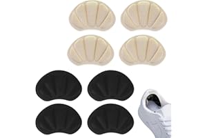 IMPODITIONGS 4 Pares Almohadillas para Talón, Almohadillas de tacón de esponja, Tacón Plantillas Autoadhesivas, Protección de los pies para evitar roces y ampollas, Para mujeres y hombres(Negro,Beige)