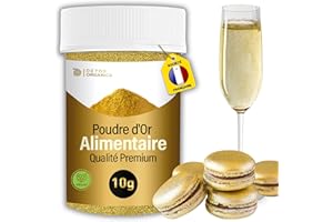 Detox Organica Poudre Alimentaire Or [10G - Colorant Alimentaire] 100% ALIMENTAIRE - Paillettes Comestibles - Décoration Gâteaux, Chocolat, Macarons, Cocktails, Boissons... Déversez votre créativité !