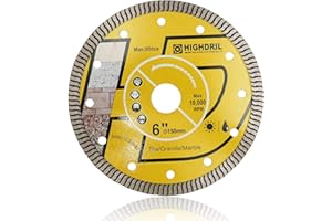 HIGHDRIL Disco Diamantato 150MM Super Sottile Turbo Lama per Porcellana Piastrella Ceramica Granito Marmo