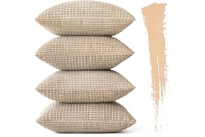 MIULEE 4er Set Kissenbezug Kissen Dekorative Kissenbezüge Kordsamt Sofakissen Dekokissen Kopfkissenbezug Couchkissen Deko Bezug für Sofa Couch Wohnzimmer Schlafzimmer Büro 40x40 cm Sandfarbe