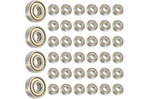 HUAREW 40 Pezzi 608 ZZ Cuscinetto A Sfera, Cuscinetti a Sfera in Miniatura, Miniature Groove Cuscinetti a Sfere, per Skateboard, Scooter, Pattini in Linea (8 mm x 22 mm x 7 mm)