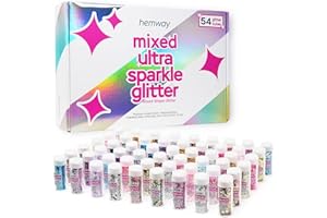 HEMWAY Glitzer-Box-Set 54 x 6 g (0,21 Unzen) Tuben gemischt ultra-glitzernde Pailletten Nagel Gesicht Festival Weihnachten festliches Geschenk Make-up