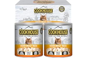 COOKHOUSE 100% Chicken Breast Freeze Dried Luxury Cat Treats - 340g Mega Pack (2 x 170g Resealable Tubs) - 100% Natural - Grain Free - High Protein - Low Fat