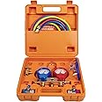 BACOENG 3-WAY AC Recharge Kit, HVAC A/C Manifold Gauge Set Ideal for R134A R410A R407C R22