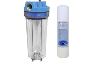 FINERFILTERS 10" Standard Filter Clear Housing with 3/4" ports and Pressure Reducing Valve (+Sediment)
