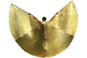 Wuchieal Women's 2 Sticks & Angel Coak Belly Dance Costume Angle Isis Wings