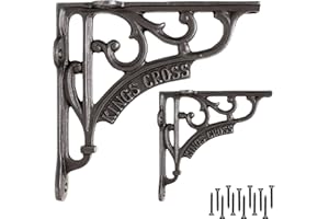 EDUWURXS Cast Iron Industrial Shelf Brackets 6x6” | Heavy Duty Rustic Wall Brackets (2 Pack) | Stylish Shelf Supports for Kitchen, Living Room & More | Kings Cross